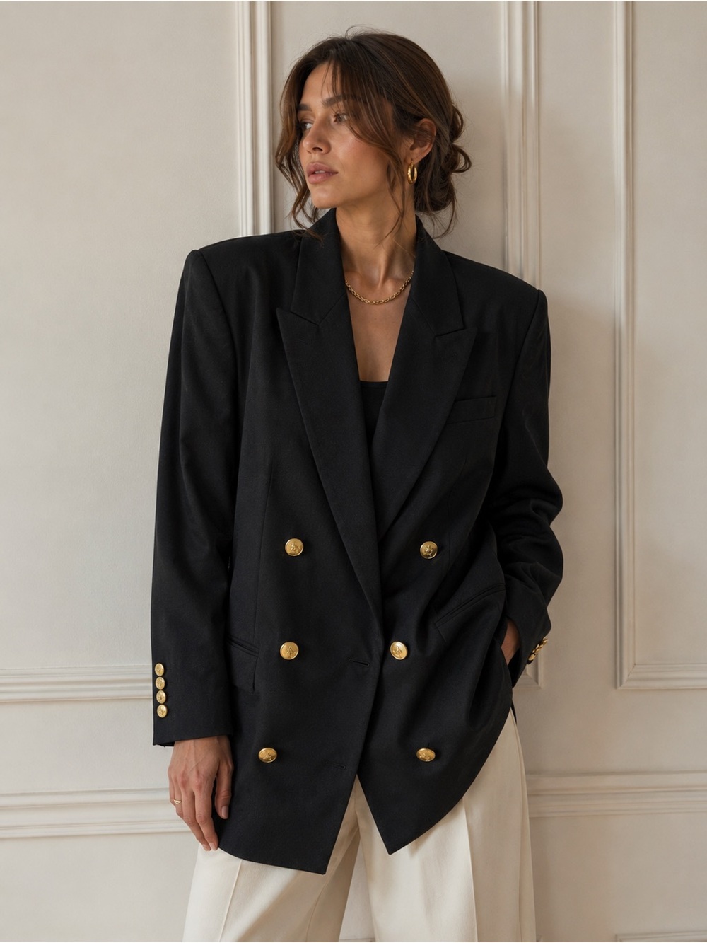 Burberry's Vintage Dark Navy Wool Double Breasted Blazer Gold Buttons - Picture 1 of 10